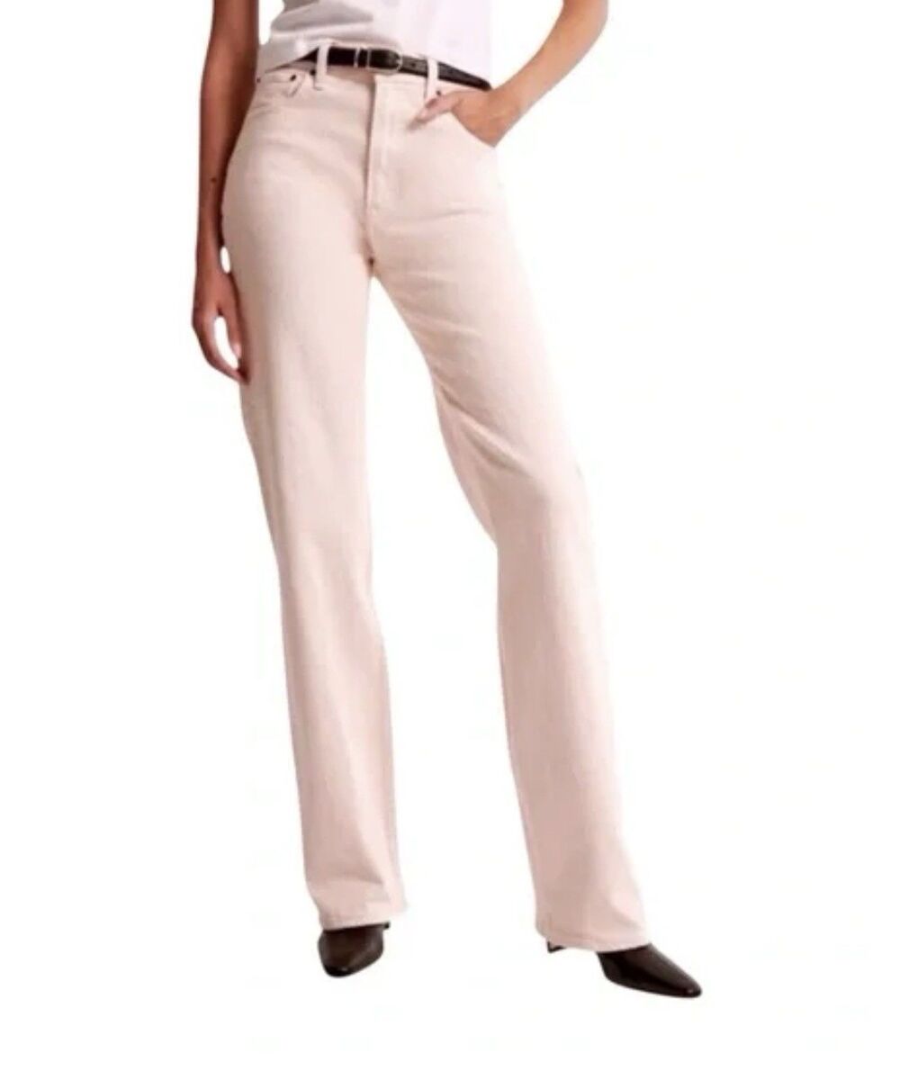 Abercrombie & Fitch Curve Love High Rise Relaxed Jeans Light Pink Women’s 33 16L